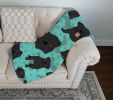 Black Pug Quilted Blanket 50x60 Artwork Pattern Quilted Throw Blanket for Bed, Couch, Sofa, Soft and Lightweight