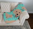 Yellow Labrador Retriever Quilted Blanket 50x60 Artwork Pattern Quilted Throw Blanket for Bed, Couch, Sofa, Soft and Lightweight