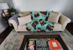 Black and Tan Pomeranian Quilted Blanket 50x60 Artwork Pattern Quilted Throw Blanket for Bed, Couch, Sofa, Soft and Lightweight