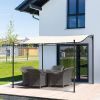 Outsunny 10' x 10' Steel Outdoor Pergola Gazebo, Patio Canopy with Weather-Resistant Fabric and Drainage Holes for Backyard Pool Deck Garden, Cream Wh