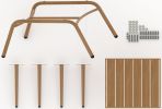 JESE Chaise Lounge Chair with Ottoma and Table for Outdoor Indoor Wood-Color Anti-rust Metal Alloy Frame Lazy Chiars 380lbs Capacity with Cushion and
