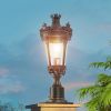 Vintage Crown Outdoor Post Lantern, Waterproof Decorative Table Lamp with Clear Glass Shade and Antique Metal Base for Garden, Patio, Porch, Pathway L