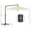 Outsunny 9.5FT Cantilever Patio Umbrella with Crank, Cross Base and Air Vent, Round Hanging Offset Umbrella, Heavy Duty Outdoor Umbrella for Garden, P