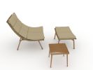 JESE Chaise Lounge Chair with Ottoma and Table for Outdoor Indoor Wood-Color Anti-rust Metal Alloy Frame Lazy Chiars 380lbs Capacity with Cushion and