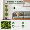 VEVOR Artificial Topiaries Boxwood Trees, 48 inch Tall (2 Pieces), 3 Ball-Shape Faux Topiaries Plant with Planters, Green Feaux Plant w/ Replaceable L
