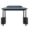 6x10FT Hardtop Grill Gazebo, Outdoor BBQ Gazebo with Double Galvanized Steel Roof, Patio Grill Canopy with 2 Storage Cabinets and Ceiling Hooks for Ba