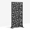 Wide Edge Street Black Galvanized Screen Freestanding Outdoor Divider Decorative Privacy Fence Screen Set for Deck Patio Balcony Garden Outdoor&Indoor