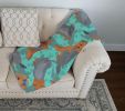 Blue and Tan Yorkie Quilted Blanket 50x60 Artwork Pattern Quilted Throw Blanket for Bed, Couch, Sofa, Soft and Lightweight