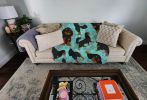 Black and Tan Cavalier King Charles Spaniel Quilted Blanket 50x60 Artwork Pattern Quilted Throw Blanket for Bed, Couch, Sofa, Soft and Lightweight