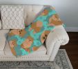 Orange Pomeranian Quilted Blanket 50x60 Artwork Pattern Quilted Throw Blanket for Bed, Couch, Sofa, Soft and Lightweight