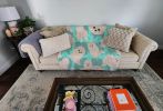 White Pomeranian Quilted Blanket 50x60 Artwork Pattern Quilted Throw Blanket for Bed, Couch, Sofa, Soft and Lightweight