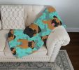 Apricot Pug Quilted Blanket 50x60 Artwork Pattern Quilted Throw Blanket for Bed, Couch, Sofa, Soft and Lightweight