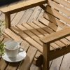 5 Piece Wooden Patio Dining Set for 6, Outdoor Conversation Set with 2 Armchairs, 2 Loveseats, and Dining Table with Umbrella Hole for Backyard, Garde