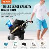 VEVOR Beach Dolly with Big Wheels for Sand, 29.9" x 15.4" Cargo Deck, w/ 12" Balloon Wheels, 165LBS Loading Capacity Folding Sand Cart & 27" to 44.7"