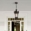 Antique Crown Outdoor Hanging Lantern, Waterproof Vintage Pendant Light with Ornate Metal Design and Clear Glass for Patio, Garden, Porch, Entryway Li