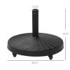 Outsunny 50 lbs. Umbrella Base, 20.5", Round Heavy Duty Umbrella Stand with Wheels for 1.5" or 2" Umbrella Poles, Patio Market Stand for Outdoor, Lawn