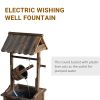 Outsunny Outdoor Wooden Wishing Well Fountain with Adjustable Water Flow Rate, Outdoor Rustic Waterfall Fountain with Electric Pump, Water Bucket, for