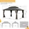 12' X 14' Hardtop Gazebo, Aluminum Metal Gazebo with Galvanized Steel Double Roof Canopy, Curtain and Netting, Permanent Gazebo Pavilion for Patio, Ba