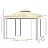 10' x 10' Metal Patio Gazebo, Double Roof Outdoor Gazebo Canopy Shelter with Tree Motifs Corner Frame and Netting, for Garden, Lawn, Backyard, and Dec