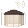 Outsunny 13' x 13' Pop Up Gazebo, Hexagonal Canopy Shelter with 6 Zippered Mesh Netting, Event Tent with Strong Steel Frame for Patio, Backyard, Garde