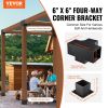 VEVOR Pergola Bracket Kit 6''x6'', 4pcs 4-Way Heavy Duty Corner Bracket Woodworks DIY Post Base Kit, Easy Installation Wooden Beams for Gazebos, Patio