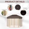 Outsunny 13' x 13' Pop Up Gazebo, Hexagonal Canopy Shelter with 6 Zippered Mesh Netting, Event Tent with Strong Steel Frame for Patio, Backyard, Garde