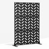 Fishbone Pattern Metal Outdoor Privacy Screen Freestanding Outdoor Divider Decorative Privacy Fence Screen Set for Deck Patio Balcony Garden Outdoor&I