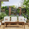 Mountain-shaped Black Metal Privacy Screen, Metal Outdoor Privacy Screen, Freestanding Outdoor Divider Decorative Privacy Fence Screen Set for Deck Pa