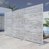 Classic Shutters Wood Grain Style White Galvanized Screen Freestanding Outdoor Divider Decorative Privacy Fence Screen Set for Deck Patio Balcony Gard