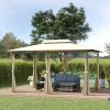 10' x 13' Patio Gazebo, Outdoor Gazebo Canopy Shelter with Curtains, Vented Roof, All-Weather Steel Frame, for Garden, Lawn, Backyard and Deck, Cream