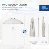 Outsunny 5.7' Portable Beach Umbrella with Tilt, Adjustable Height, 2 Cup Holders & Hooks, UV 40+ Ruffled Outdoor Umbrella with Vented Canopy, Cream W
