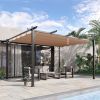 Outsunny 10' x 13' Aluminum Patio Pergola with Retractable Pergola Canopy, Backyard Shade Shelter for Porch, Outdoor Party, Garden, Grill Gazebo, Char
