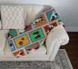 Lots of Border Collie Quilted Blanket 50x60 Artwork Pattern Quilted Throw Blanket for Bed, Couch, Sofa, Soft and Lightweight