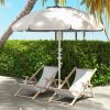Outsunny 5.7' Portable Beach Umbrella with Tilt, Adjustable Height, 2 Cup Holders & Hooks, UV 40+ Ruffled Outdoor Umbrella with Vented Canopy, Cream W