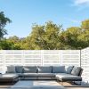 Width One Narrow Two Type-A Shutters White Galvanized Screen Freestanding Outdoor Divider Decorative Privacy Fence Screen Set for Deck Patio Balcony G