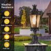 Vintage Crown Outdoor Post Lantern, Waterproof Decorative Table Lamp with Clear Glass Shade and Antique Metal Base for Garden, Patio, Porch, Pathway L