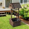 Outsunny Outdoor Wooden Wishing Well Fountain with Adjustable Water Flow Rate, Outdoor Rustic Waterfall Fountain with Electric Pump, Water Bucket, for