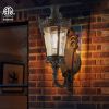 Vintage Outdoor Wall Lantern, Waterproof Exterior Wall Sconce with Crown Top and Clear Glass, Decorative Outdoor Lighting Fixture for Patio, Garden, o