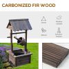 Outsunny Outdoor Wooden Wishing Well Fountain with Adjustable Water Flow Rate, Outdoor Rustic Waterfall Fountain with Electric Pump, Water Bucket, for