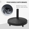 Outsunny 50 lbs. Umbrella Base, 20.5", Round Heavy Duty Umbrella Stand with Wheels for 1.5" or 2" Umbrella Poles, Patio Market Stand for Outdoor, Lawn