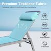 Patio Chaise Lounge Set, 3 Pieces Aluminum Adjustable Pool Lounge Chairs Textilene Sunbathing Recliner with Headrest (Lake Blue,2 Lounge Chairs +1 Tab
