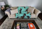 Black and Tan Dachshund Quilted Blanket 50x60 Artwork Pattern Quilted Throw Blanket for Bed, Couch, Sofa, Soft and Lightweight