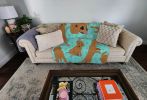 Red Fox Labrador Retriever Quilted Blanket 50x60 Artwork Pattern Quilted Throw Blanket for Bed, Couch, Sofa, Soft and Lightweight