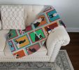 Lots of Boston Terrier Quilted Blanket 50x60 Artwork Pattern Quilted Throw Blanket for Bed, Couch, Sofa, Soft and Lightweight