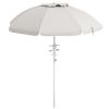 Outsunny 5.7' Portable Beach Umbrella with Tilt, Adjustable Height, 2 Cup Holders & Hooks, UV 40+ Ruffled Outdoor Umbrella with Vented Canopy, Cream W