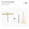Outsunny 9ft Patio Umbrella with Push Button Tilt and Crank, Ruffled Outdoor Market Table Umbrella with Tassles and 8 Ribs, for Garden, Deck, Pool, Cr