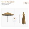Outsunny 9ft Patio Umbrella with Push Button Tilt and Crank, Ruffled Outdoor Market Table Umbrella with Tassles and 8 Ribs, for Garden, Deck, Pool, Ta
