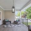 Outdoor Pendant Lights for Porch, Black Exterior Chandelier for Gazebo, Modern Outside Hanging Lanterns Outdoor Ceiling Light Fixture with Ribbed Glas