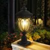 1-pack Vintage Black Outdoor Post Lantern - Waterproof Aluminum Lamp Post Light with Bubble Glass, Decorative Garden Pathway Lighting for Yard, Patio,