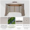Outsunny 10' x 10' Patio Gazebo with Corner Frame Shelves, Double Roof Outdoor Gazebo Canopy Shelter with Netting, for Patio, Wedding, Catering & Even